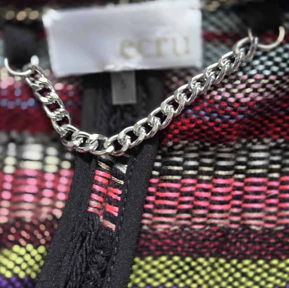 Ecru Multicolor Knit and Fringe Blazer. Size Small - Picture 13 of 15